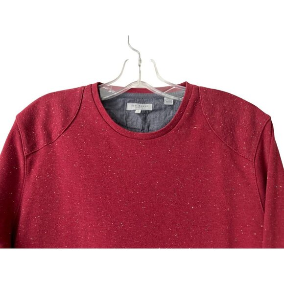 Ted Baker Size 3 (Large) Crewneck Shoulder Patch Red Cotton Heather Sweater - Picture 4 of 8